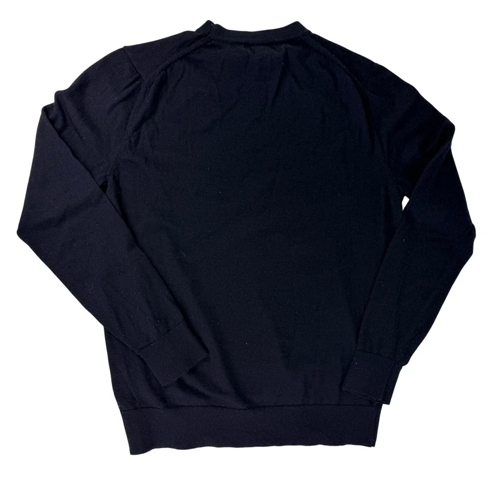 Banana Republic Mens M Black 100% Merino Wool Crewneck Sweater Lightweight